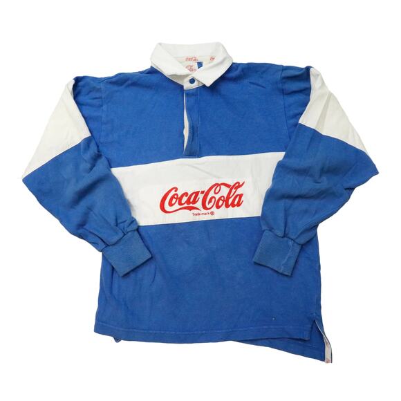 Coca-Cola Other - Vintage Coca Cola Rugby Kids youth Polo Long Sleeve Size M 80s